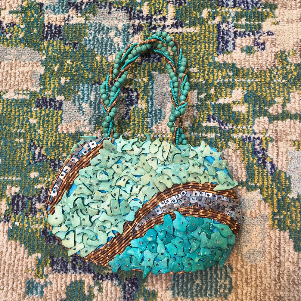 Handcrafted Turquoise Beaded Women's Bag
